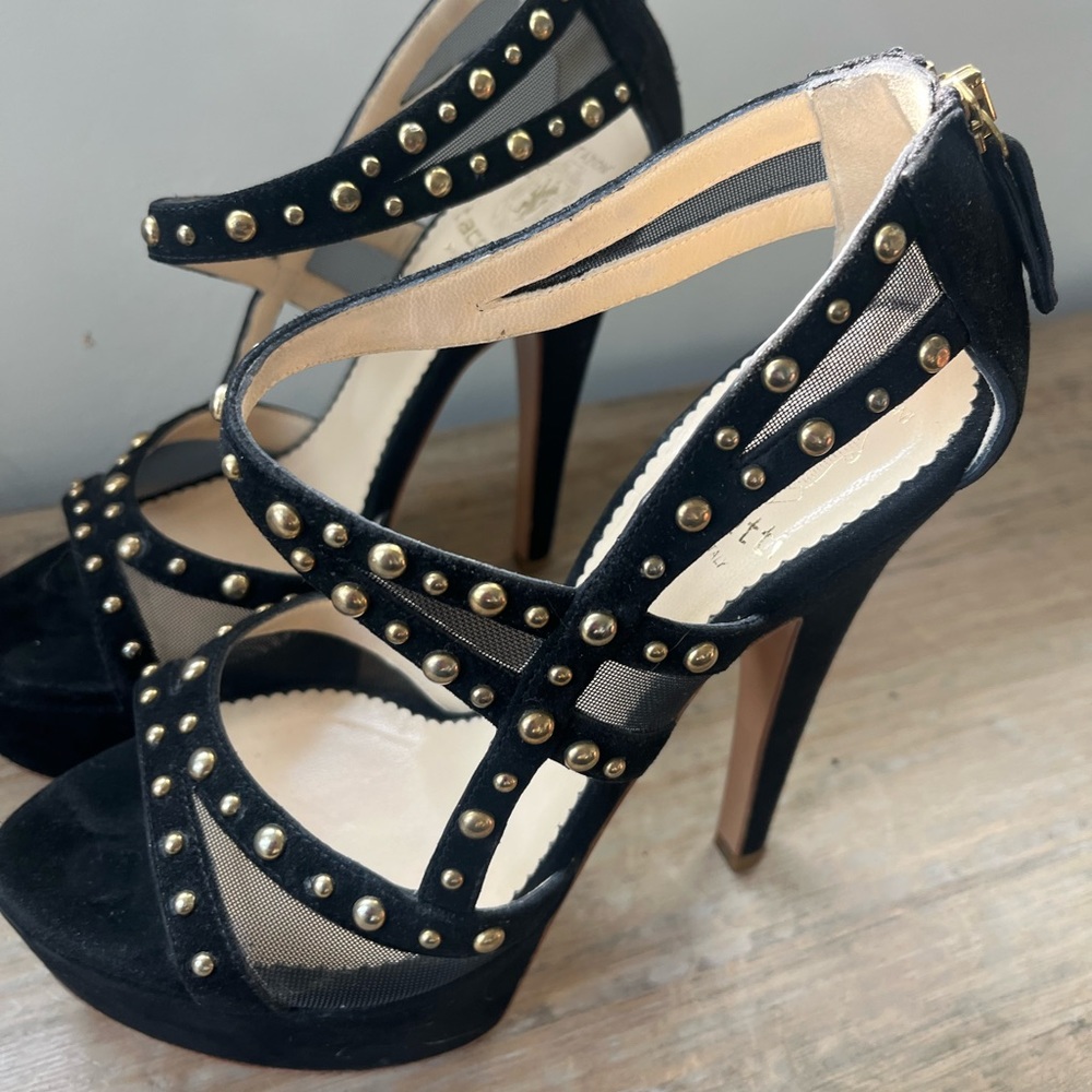 Size 6 1/2 Black Studded Suede heels